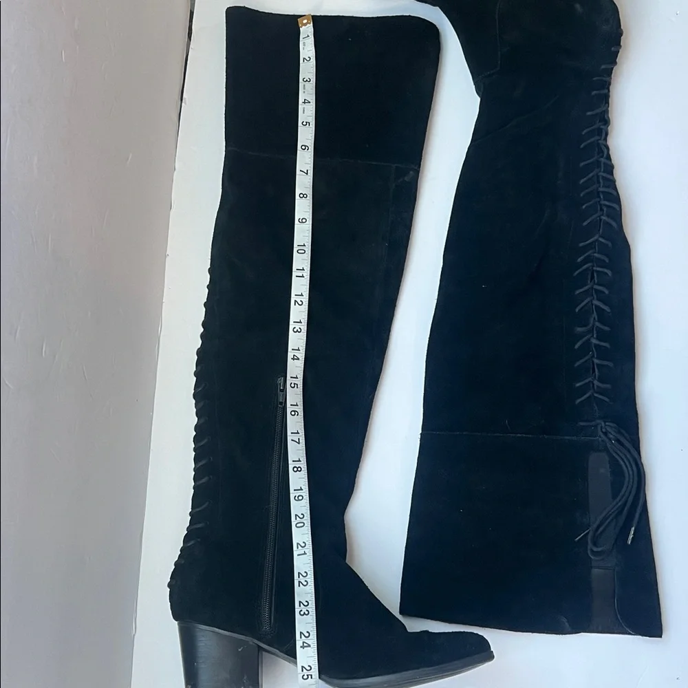 Aldo Womens Boots Black Real Suede Over The Knee Haskova Size 8.5 Pointed Toe‎ =